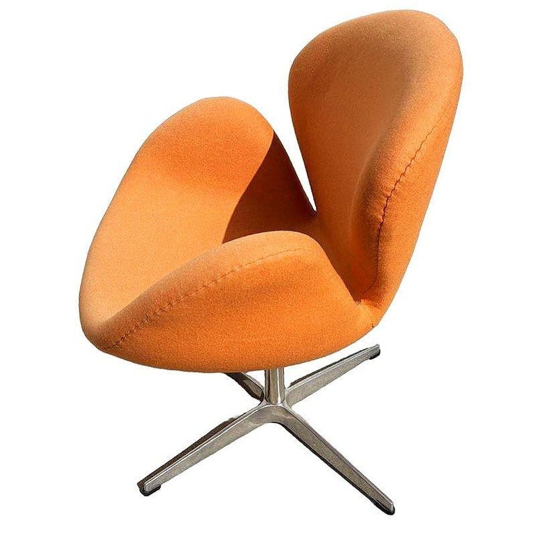 Punmkin Orange Swan Chair in the style of Arne Jacobsen