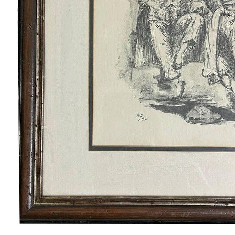 Drawing Hasidic Dancers Judaica Portrait Lithograph by Melchi Hundler 140/150