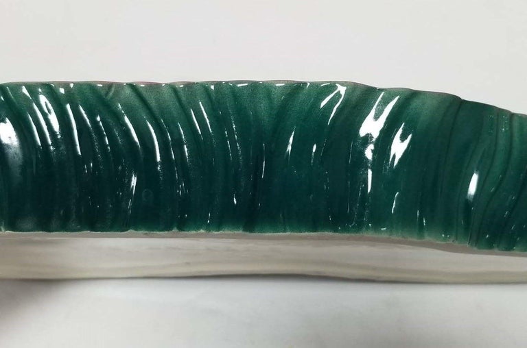 Mid Century Pink and Green Flamingo Ceramic Figurine in Flamingo Pool Tray.