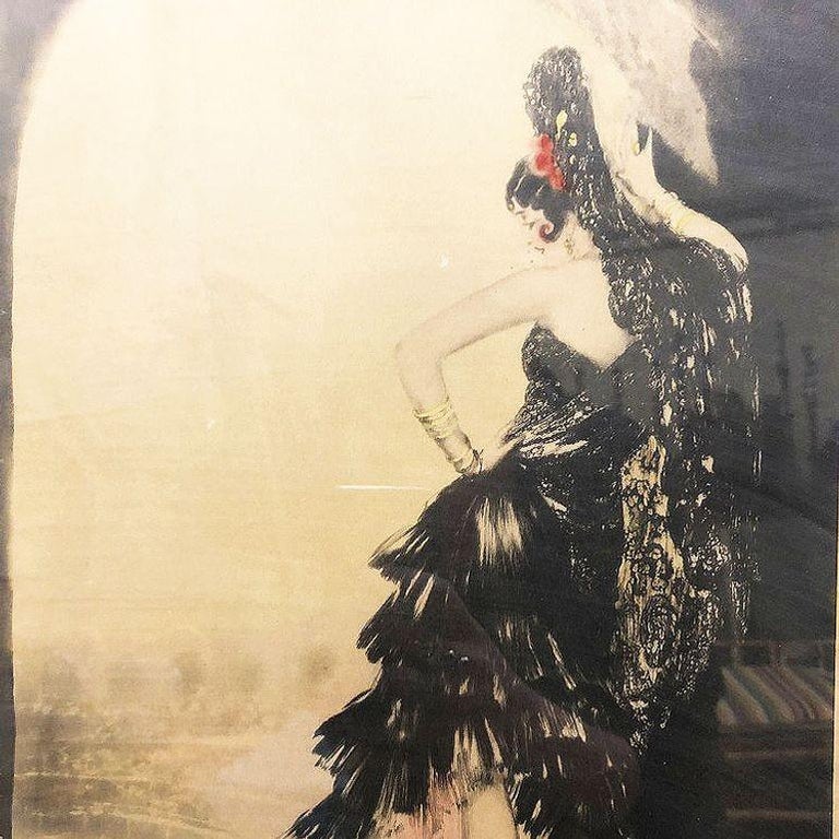 Art Deco Era "Rosita" Colored Etching Signed Don Jose in Original Frame