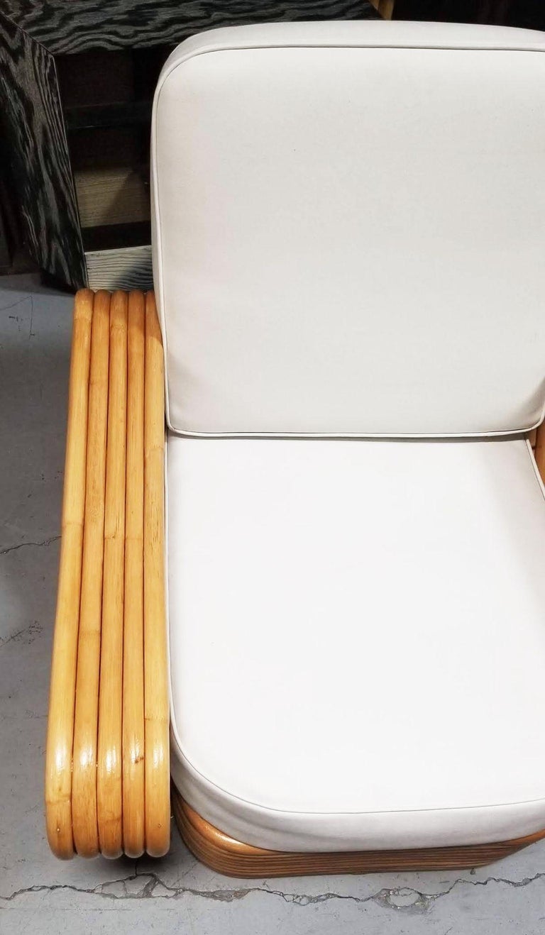 Restored MCM Rattan Five Strand Square Pretzel Sofa, Lounge Chair Livingroom Set
