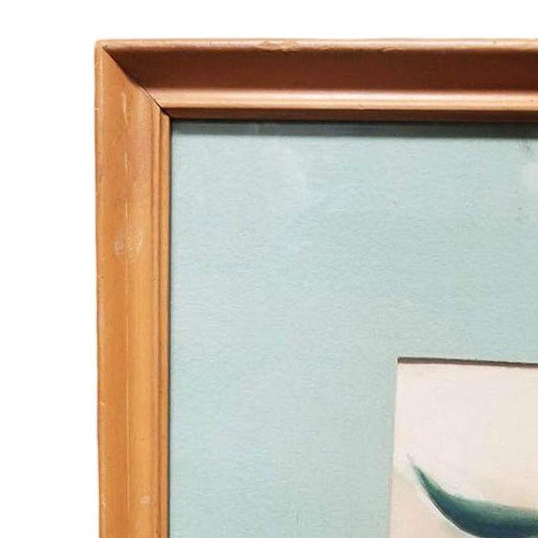 Framed Airbrush on Paper Hibiscus Tropical Floral by Jane Boyd, 1948