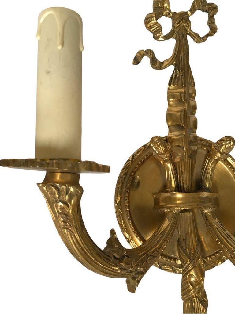 Vintage Pair of Solid Brass Wall-Mount Sconces.