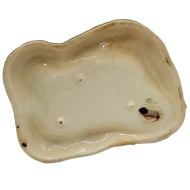 Mid Century Pink and Green Flamingo Ceramic Figurine in Flamingo Pool Ring Tray
