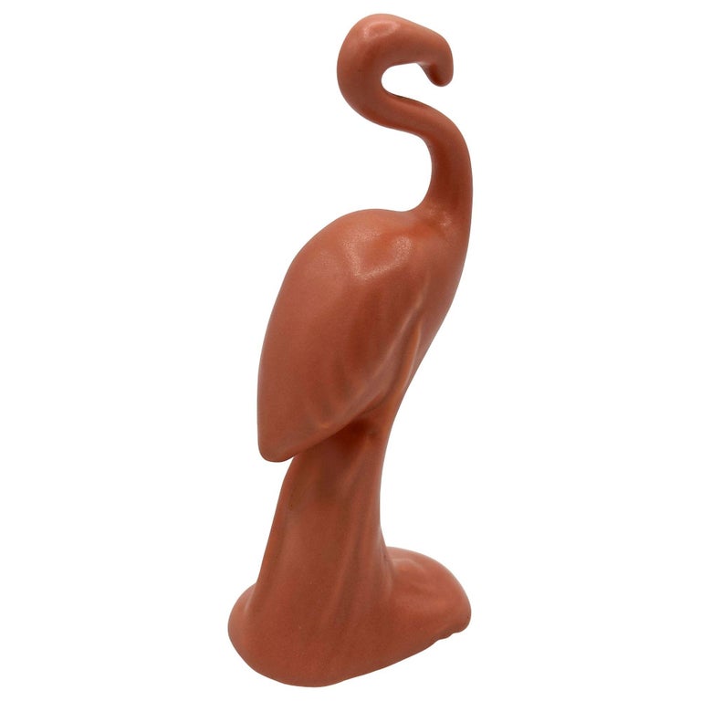 MCM Ceramic Curious Watcher Modernist Pink Flamingo Tabletop Statue by Metlox