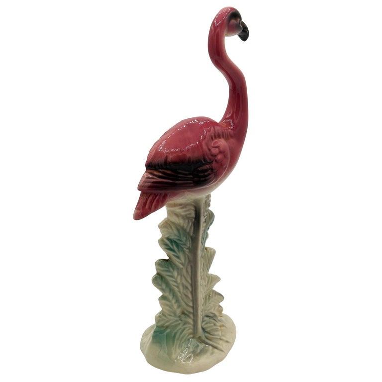 MCM Ceramic California Pottery Standing Tall Pink Flamingo Figurine Statue