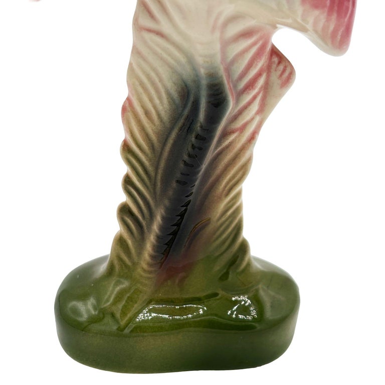 Mid-century California Pottery Ceramic On The Prowl Pink Flamingo Figurine