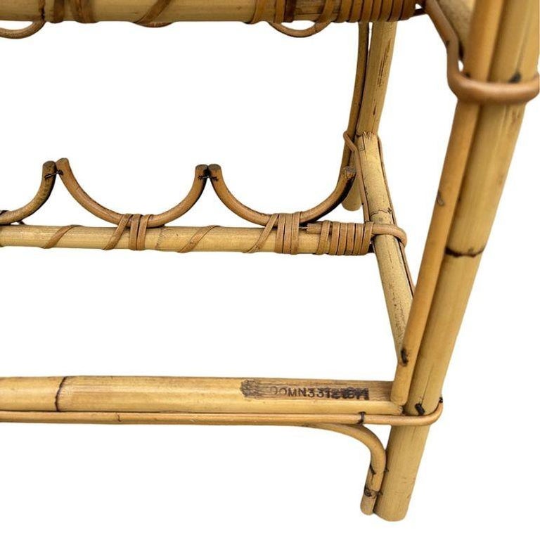 Albini Style Rattan Service Side Table & Bottle Holder w/ Handle