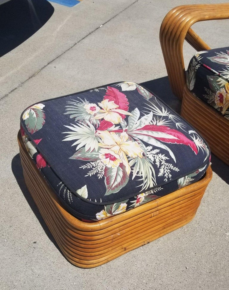 Restored Rattan 6 Strand Square Pretzel Lounge Chair Livingroom Set