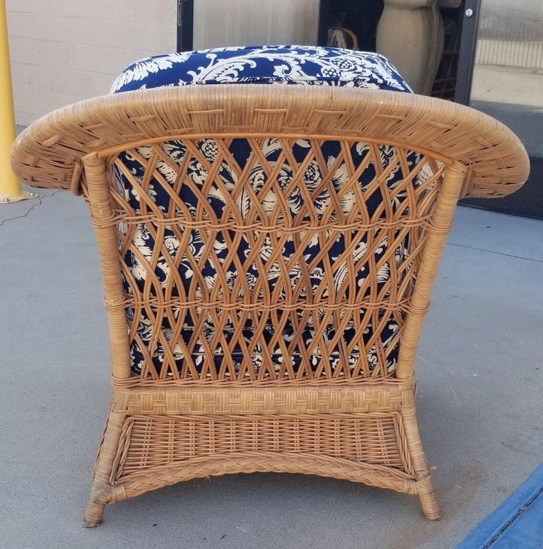 Restored Mid-century Rattan and Wicker Cobra Back Lounge Chair
