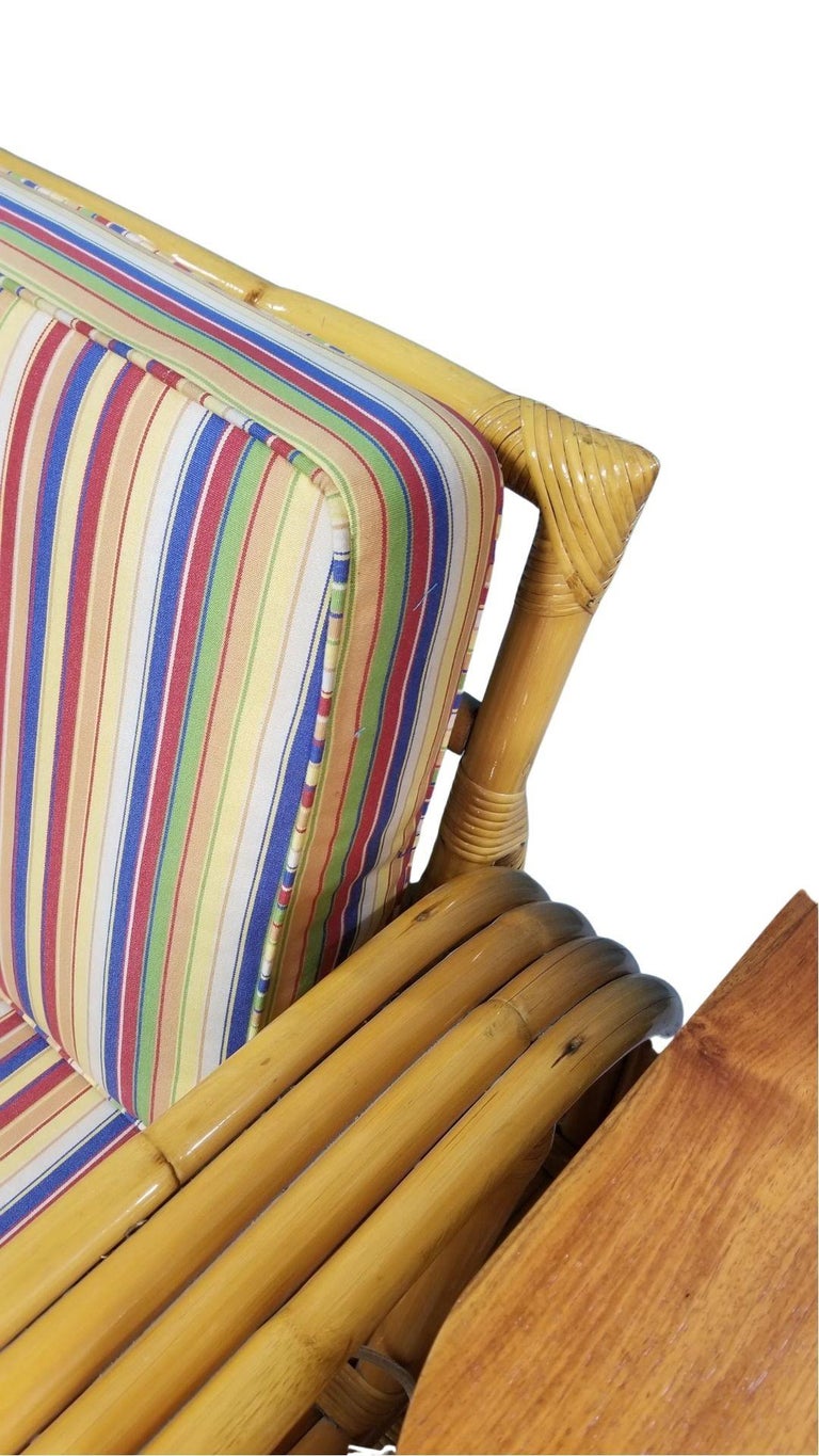Restored Square Pretzel Rattan Corner Sofa, Coffee & Side Table Living Room Set