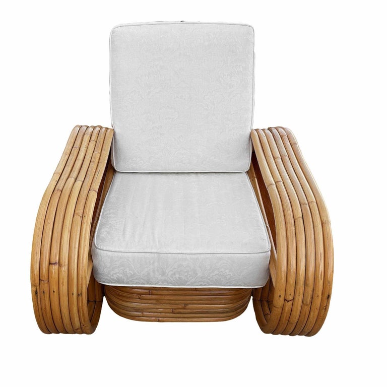 Restored Rattan Six-Strand Shelf Arms Sofa and Chair Set