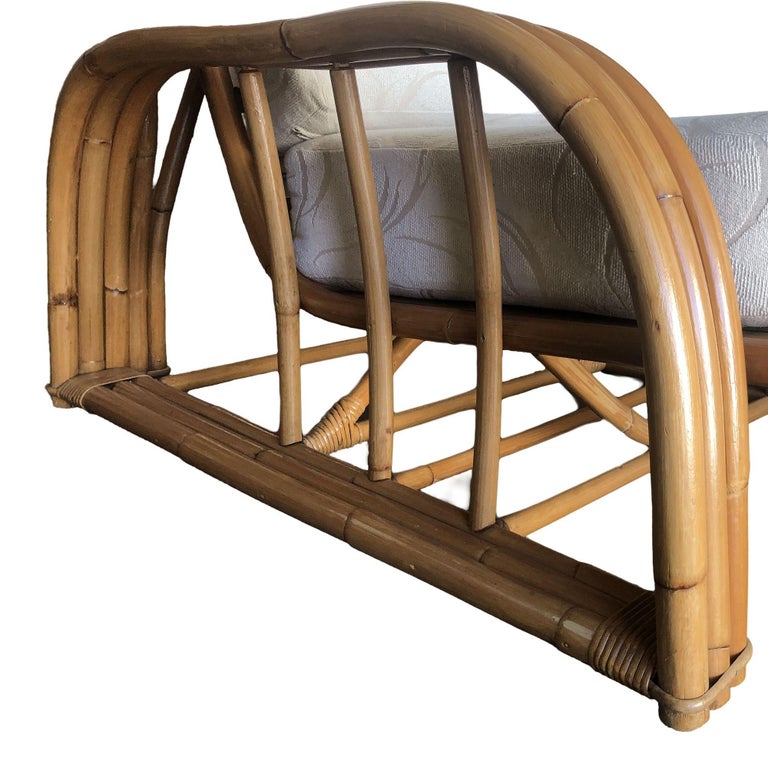 Restored 3-Strand 3 Seat Rattan Sectional Sofa by Paul Laszlo for Ficks Reed
