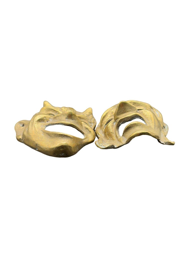 MCM Greek Theater Masks Comedy & Tragedy Wall Sculpture Hand-cast in Bronze Pair
