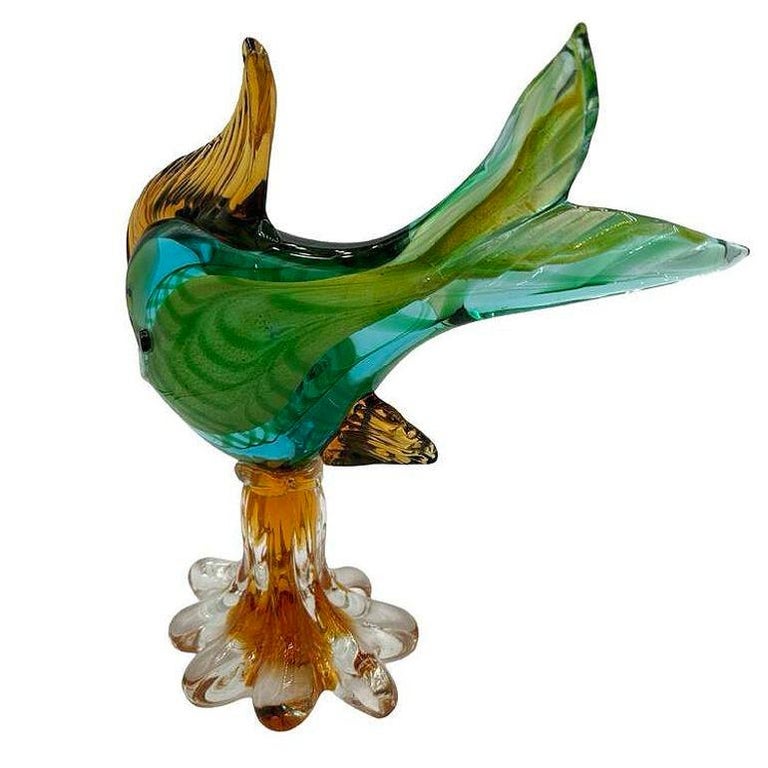 11" Tall Multicolored Venetian Art Glass Angel Fish Sculpture by J.I.Co