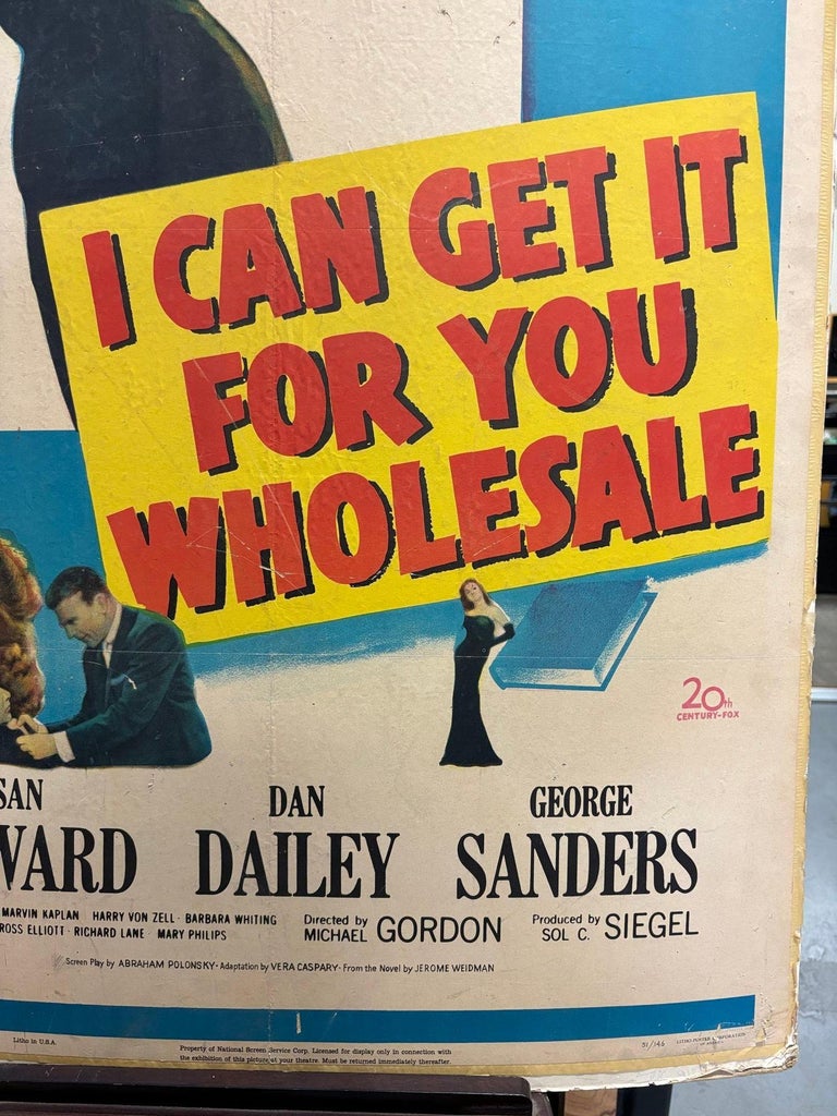 Original 1951 This Is My Affair, "I Can Get It For You Wholesale" Film Poster