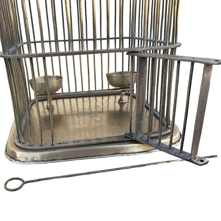 Late Victorian Solid Bronze Wire Eastern Spire Birdcage w/ Pin Lock