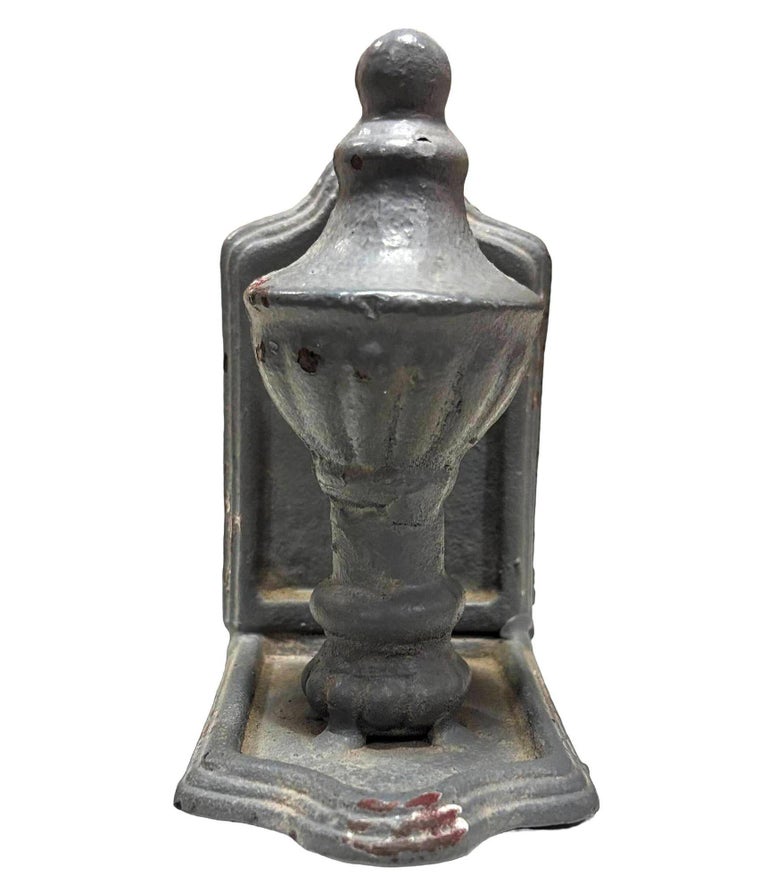 Grey Colonial Style Cast Iron Enamel Grey Finial Bookend, Pair