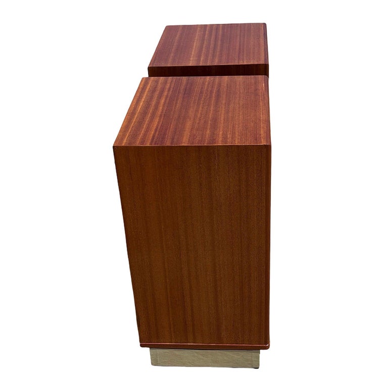 Pair of Teak and Mahogany Mid Century Nightstands by Edward Wormley for Dunbar