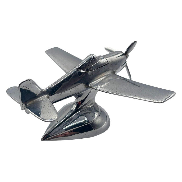 Art Deco Chrome Propeller P-51a Mustang Airplane Table Lighter by Hamilton