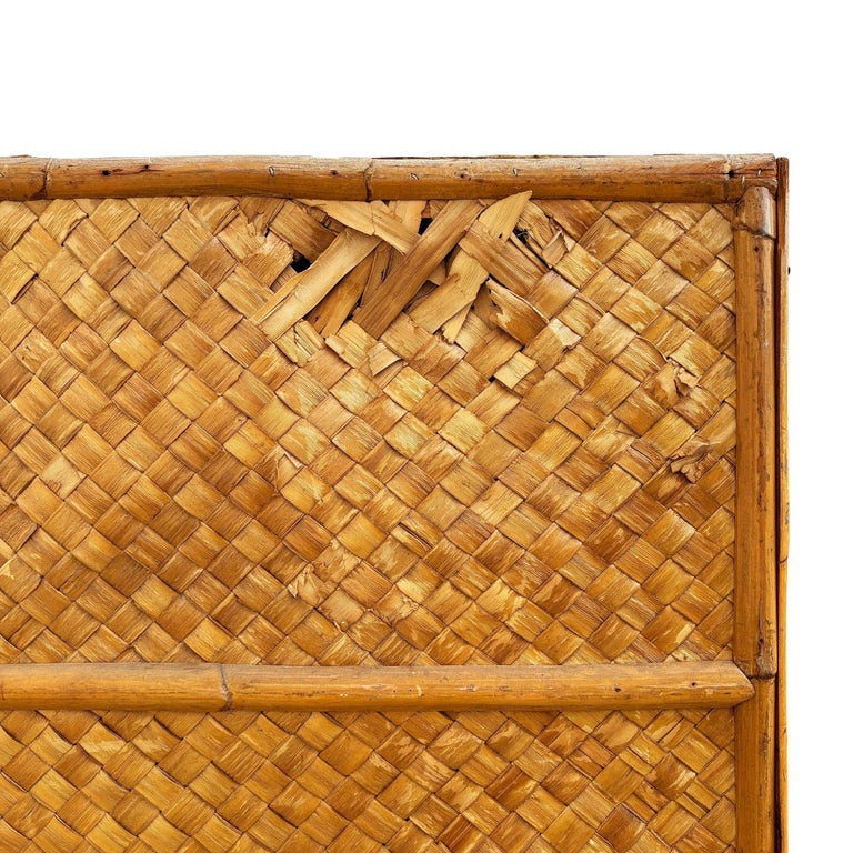 Art Deco 9' Foot X 6' Foot Rattan & Woven Wicker Wall Divider Screen