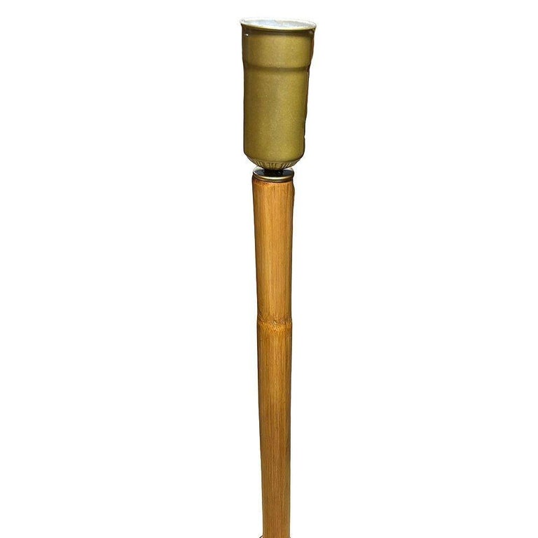 Restored Rattan & Mahogany Hourglass Side Table Torchiere Floor Lamp