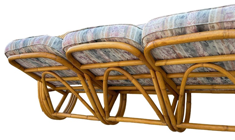 Restored MCM 3-Strand 3/4 Pretzel Arm Rattan Sofa & Settee Living Room Set