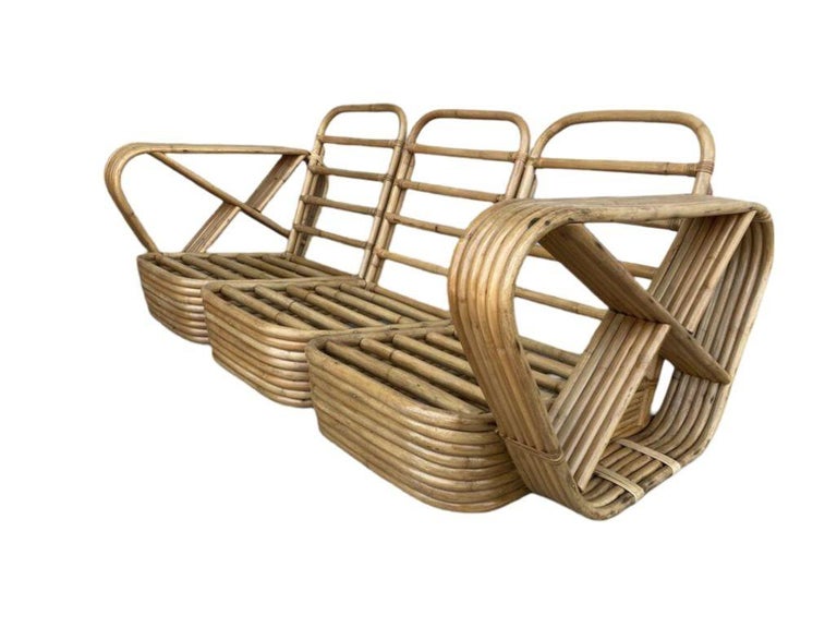 Restored Six-Strand Square Pretzel Sofa & Lounge Chair Livingroom Set