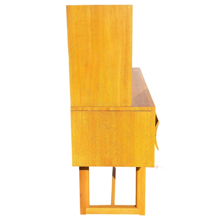 MCM Blonde Birch Buffet w/ China Cabinet by Paul Laszlo for Brown Saltman