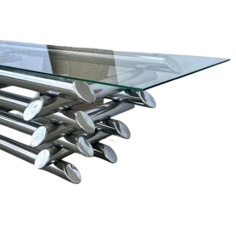 Paul Mayen Style Chrome Tubular Stacked Cocktail Table