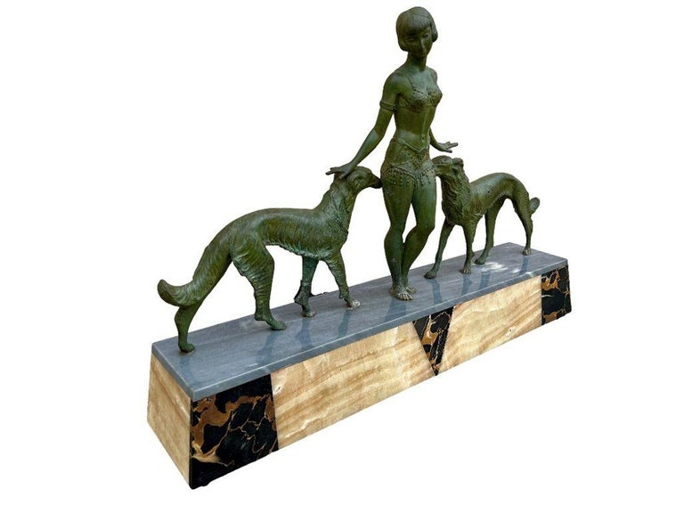 Art Deco Light-up Flapper Bronze Patina Sculpture by Enrique Molins-Balleste