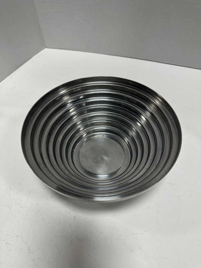 1980's Vintage Post Modern Stainless Steel Devo Maya Bowl Pewtertone by Mann