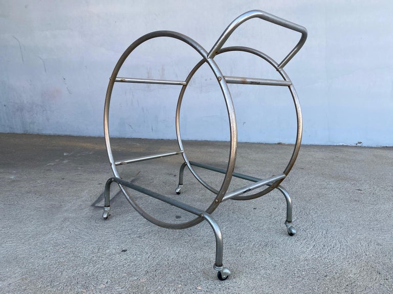 Bauhaus Inspired Art Deco Chrome Tubular Bar Cart