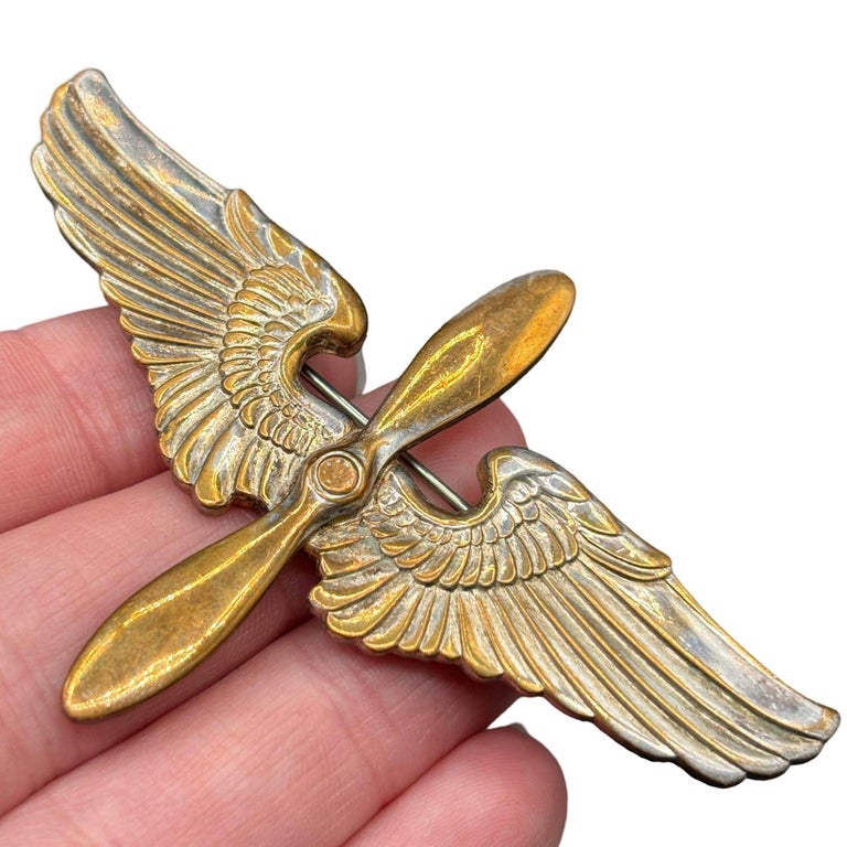 WWII USA Air Corps Force Sterling Silver Brooch Pin Badge by Meyer