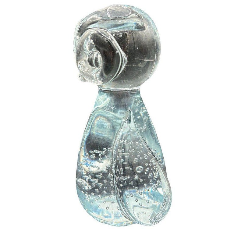 Mid-century Murano Bullicante Art Glass Owl Sculpture Paper Weight