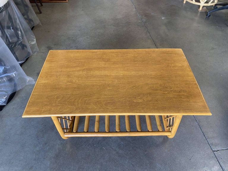Large Rectangle Rattan Coffee Table with Diamond Link Side