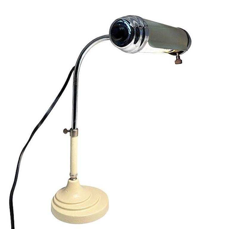 Streamline Modern Chrome & Enameled Bankers Desk Lamp by Radionic