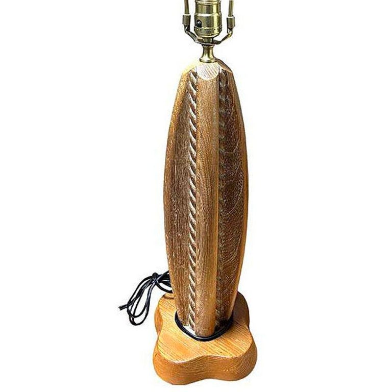 Mid-century Hand Carved Maple Wood Heifetz Syle Abstract Table Lamp