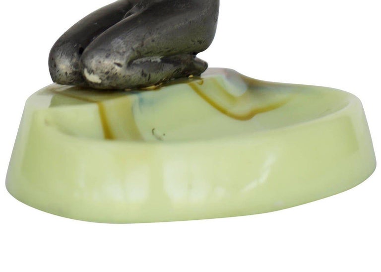 Nude Art Deco Smoking Flapper Slag Glass Ashtray by Houzex