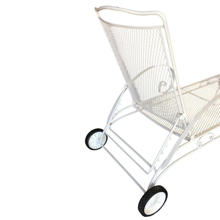 Mid-century Iron Mesh Outdoor/Patio Chaise Lounge by Woodard, Pair