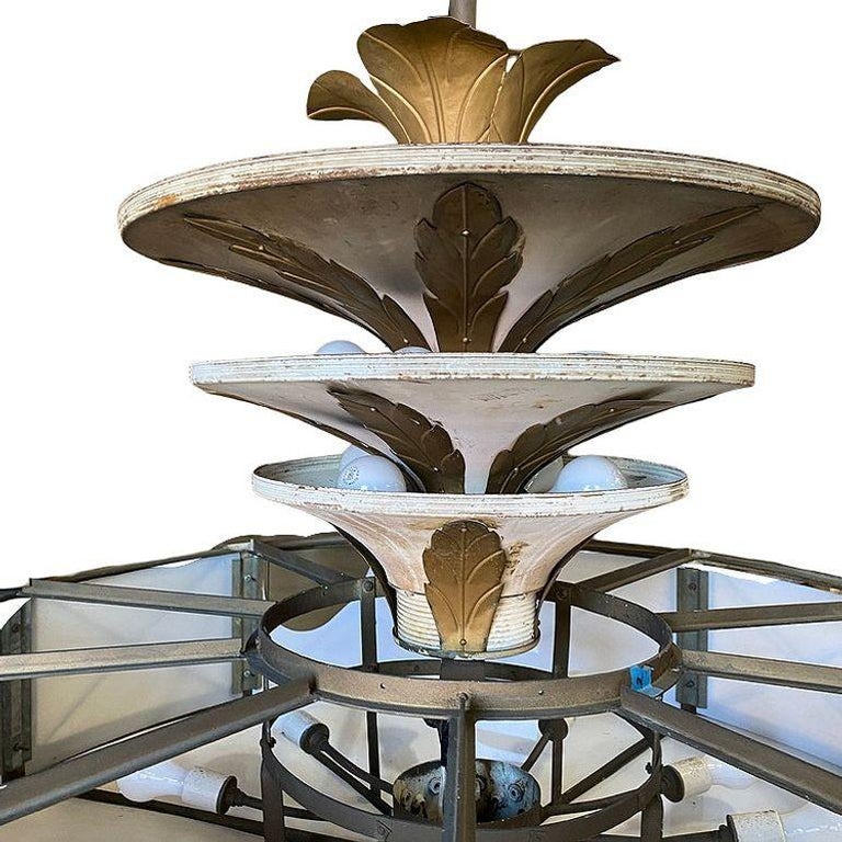 Grand Hollywood Theater 32 Light Chandelier with Palm Motif