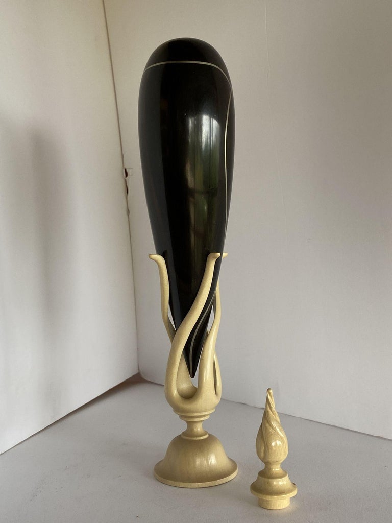 Sculpted Ebony, Silver and Maple "Hollow Vessel" #23 by Don Comer LACMA