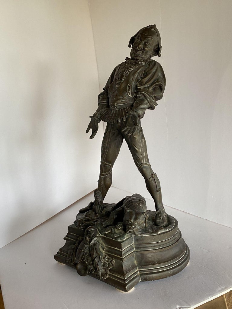 Victorian Bronze Jester Sculpture by After Alfred Barye, France 1860