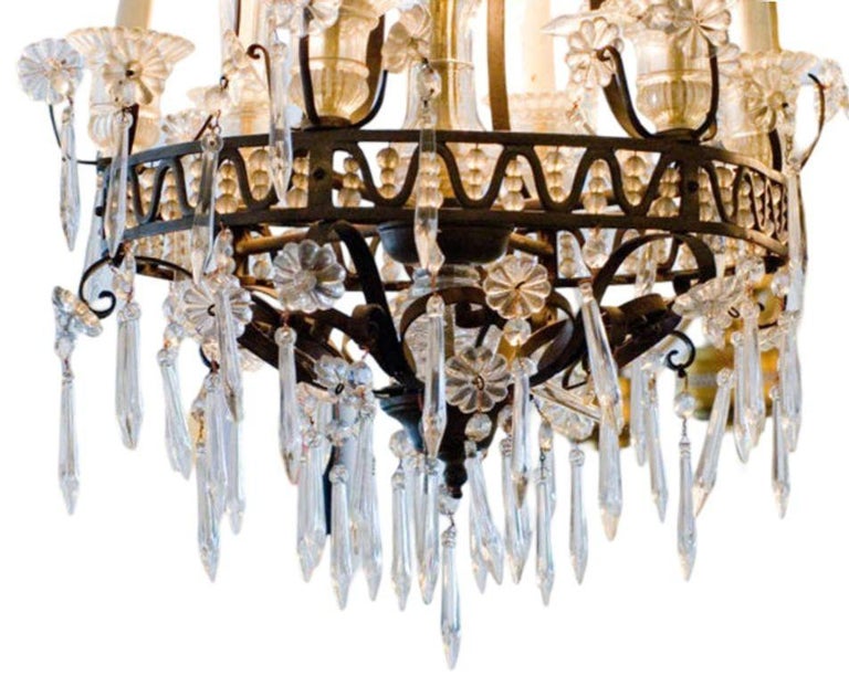 Louis XVI Revival Style French Crystal and Bronze Chandelier
