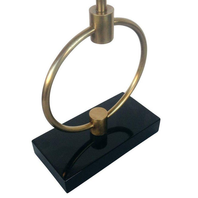 Mid-century Gilbert Rohde Style Brass Ring Table Lamp, Pair