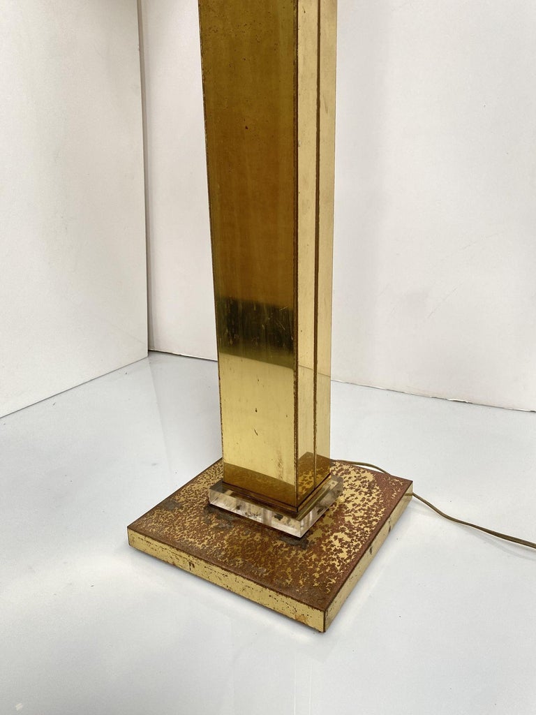High Style Modern Lucite Acrylic and Brass Floor Lamp, Circa 1970