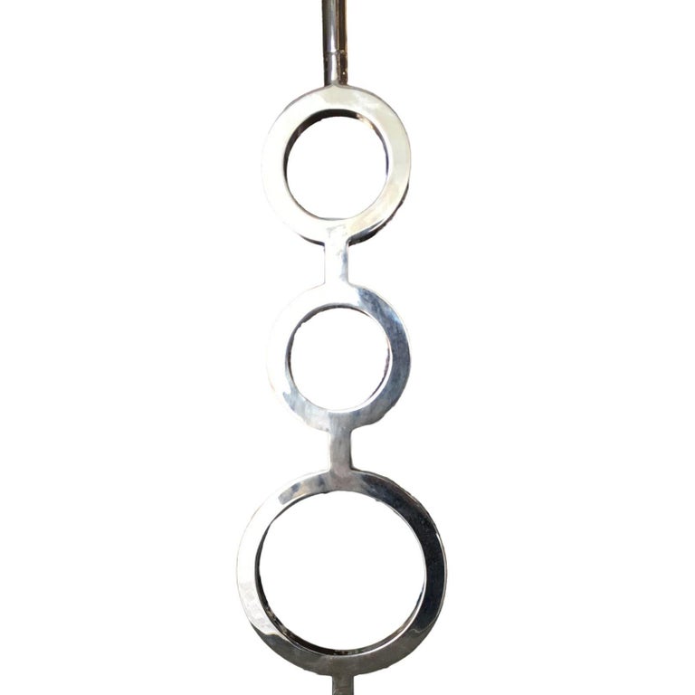 Chrome Drum Chandelier with Frosted Glass Shade