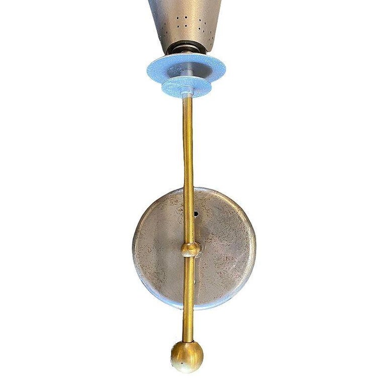 Mid-century Googie Modern Brushed Aluminum Torchiere Wall Sconce, 4 Available