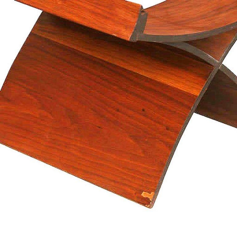 Mid-Century Molded Sculptural Plywood Hourglass Side Drink Table with Glass Top