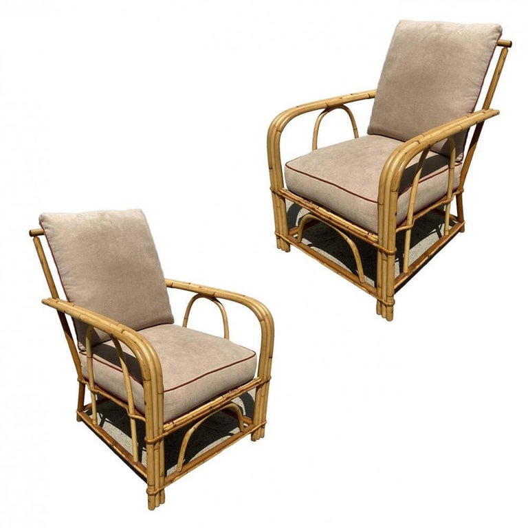 Restored "1949er" Rattan Lounge Chair & Sofa Livingroom Set